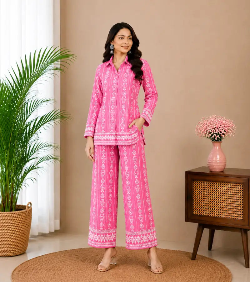 Pink Printed Co-ord Set005