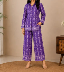 Purple Printed Co-ord Set001