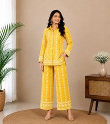 Yellow Printed Co-ord Set003